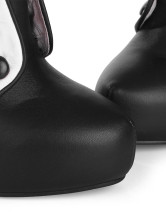 black and white high heel boots