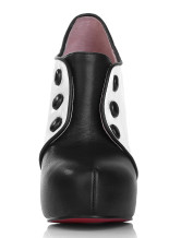 white and black high heel boots