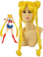 Halloween Peluca amarillo de Usagi Tsukino para cosplay de Sailor Moon 