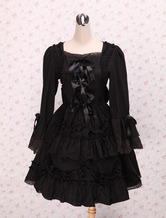 Black Bows Lace Cotton Classic Lolita Dress - Milanoo.com