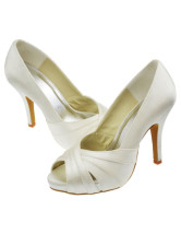 Ivory High Heel Satin Wedding Shoes - Milanoo.com