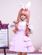 Classic Pink Chiffon Ruffles Button Lolita Dress