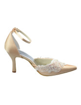 champagne lace pumps
