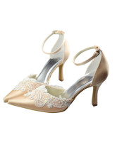 champagne lace pumps