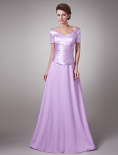 Vestido para la madre de la novia de satén elástico de color lila de línea A