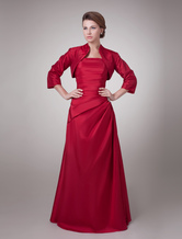 Strapless Ruched Dress With 3/4 Length Sleeves For Mother of Bride  Wedding Guest Dress