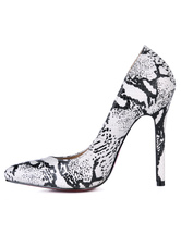white snakeskin pumps