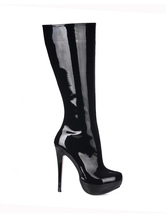 black high heel tall boots