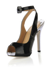 black heels with toe strap