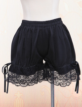 Lolita shorts doux noir coton dentelle 2024 Nœuds papillons