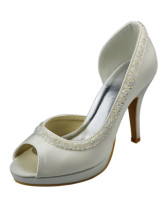 satin beige heels