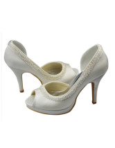 satin beige heels