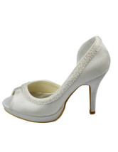satin beige heels