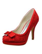 red satin shoes with bow