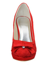 red satin shoes with bow