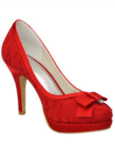 red satin shoes with bow