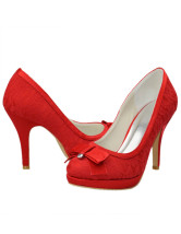 red satin shoes with bow