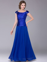 Royal Blue Scoop Neck A-line Chiffon Mother of the Bride Dress