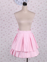 Falda para Lolita rosa de algodón con volante fruncido estilo clásico