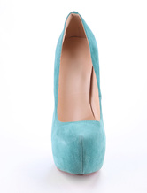 green suede platform heels
