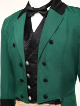 Men's Vintage Costume Victorian Green High Low Coat Retro Overcoat ...