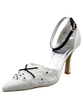 white satin heels with ankle strap