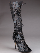 black peg heel boots