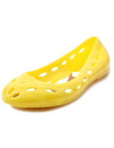 Yellow Flat Cut Out Almond Toe Plastic Jelly Shoes - Milanoo.com