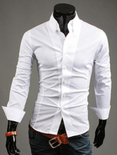 Pure White Shirt With Turndown Collar - Milanoo.com
