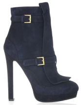 Dark Blue Sheepskin High Heel Short Boots - Milanoo.com