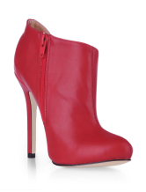 Red Almond Toe PU Woman's High Heel Booties - Milanoo.com