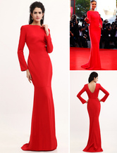 Celebrity Dresses Red Evening Dress Mermaid Backless Satin Dress Wedding Guest Dress