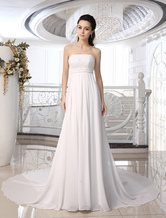 Ivory Strapless Wedding Dress With Beaded Applique