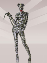 Faschingskostüm Modische Leopard-Druck Lycra Zentai-Anzug mit Augen und Mund öffnete Karneval Kostüm Tierkostüm Cosplay 