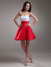 Beaded Sweetheart Organza Short Prom Dress  