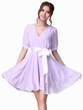 lavender chiffon short dress