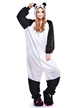 Kigurumi Pajamas Panda Onesie For Adult Fleece Flannel Black White Animal Costume Halloween