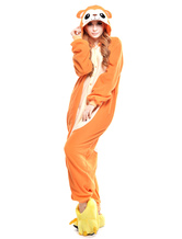 Kigurumi Pajama Monkey Onesie For Adult fleece Flannel Yellow Animal Costume
