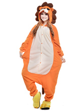 Kigurumi Pajamas Lion Onesie For Adult Fleece Flannel Yellow Animal Costume Halloween