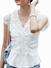 silk neck sleeve short shirt collar sweet