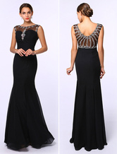Black Prom Dresses 2024 Long Mermaid Evening Dress Rhinestones Beading Chiffon Floor Length Formal Dress Wedding Guest Dress Free Customization