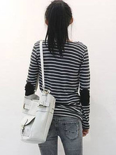 Popular Cotton Stripe Long Sleeves Crewneck Women's Tee Shirt - Milanoo.com