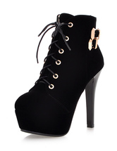 round toe stiletto high heel lace up ankle boots