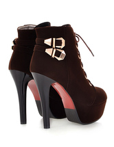round toe stiletto high heel lace up ankle boots