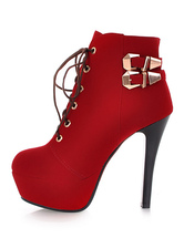round toe stiletto high heel lace up ankle boots