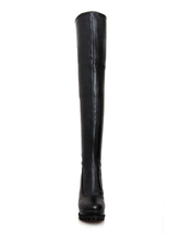 Modern Round Toe Chunky Heel PU Leather Over The Knee Boots For Woman ...