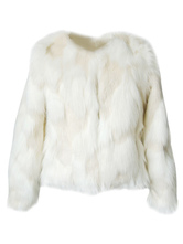 Faux Fur Coat Women Jacket White Long Sleeve Faux Fur Jacket For Women ...