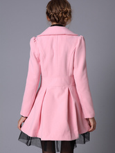 pink double breasted wool coat