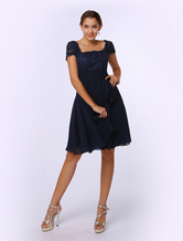 Navy Mother of the Bride Dress A-Line Strapless Lace Dress Wedding Guest Dress