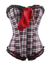  Plaid Overbust Corset Lace Up Ribbons Corsets